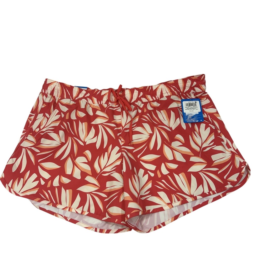 Columbia Women XXL Red Shorts 5" Inseam Bogata Bay UPF 50 Stretch Printed New